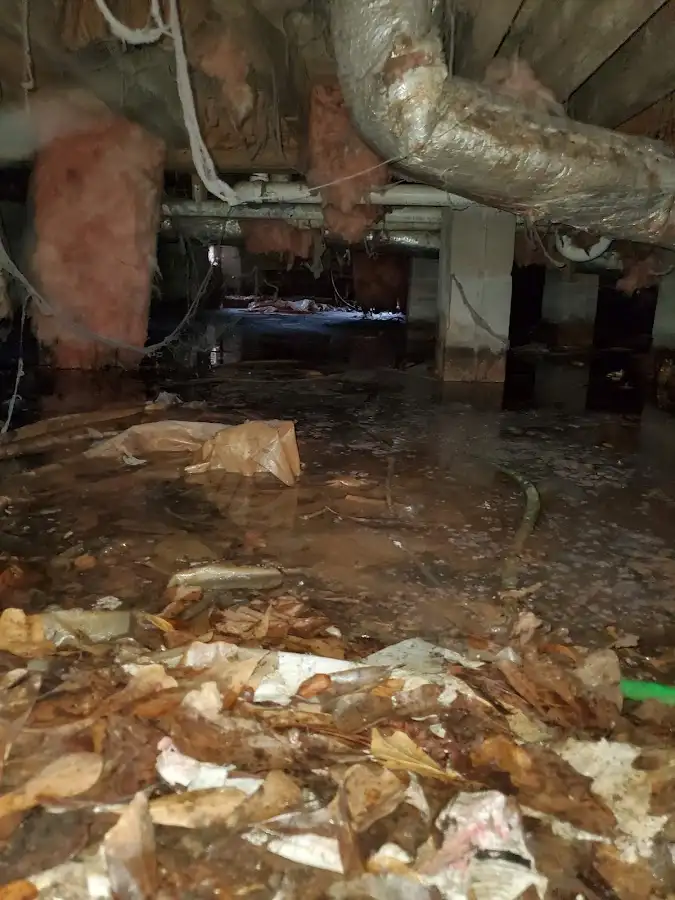 Crawl space flood assessment for Commercial Water Damage Restoration in Colchester